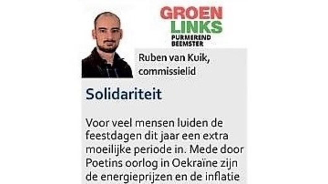 Kop van de column Reactie uit de fractie, zoals afgedrukt in het Purmerends Nieuwsblad