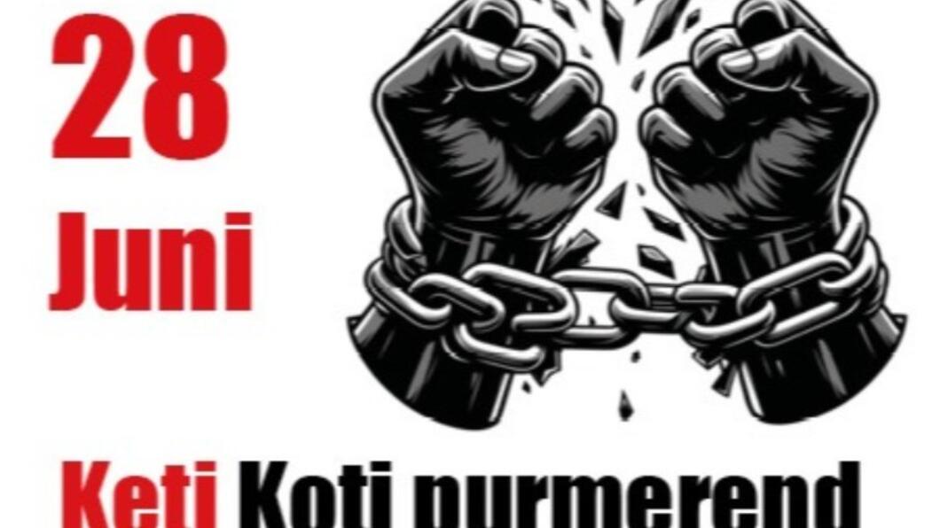 Poster met tekst: 28 juni, Keti Koti Purmerend