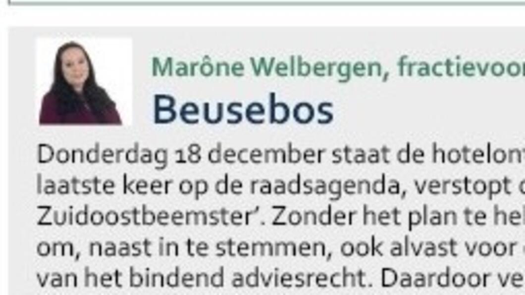 Kop van de column Reactie uit de fractie zoals afgedrukt in het Nieuwsblad Purmerend