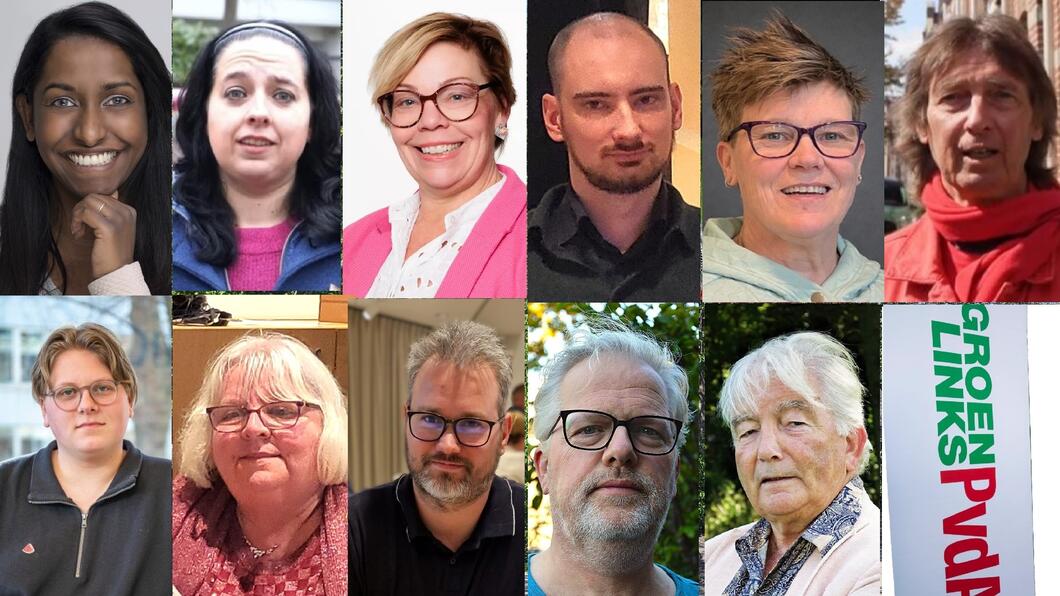 Foto's van de eerste elf (verkiesbare) kandidaten op de lijst van GroenLinks/PvdA Purmerend voor de gemeenteraadsverkiezingen 2026