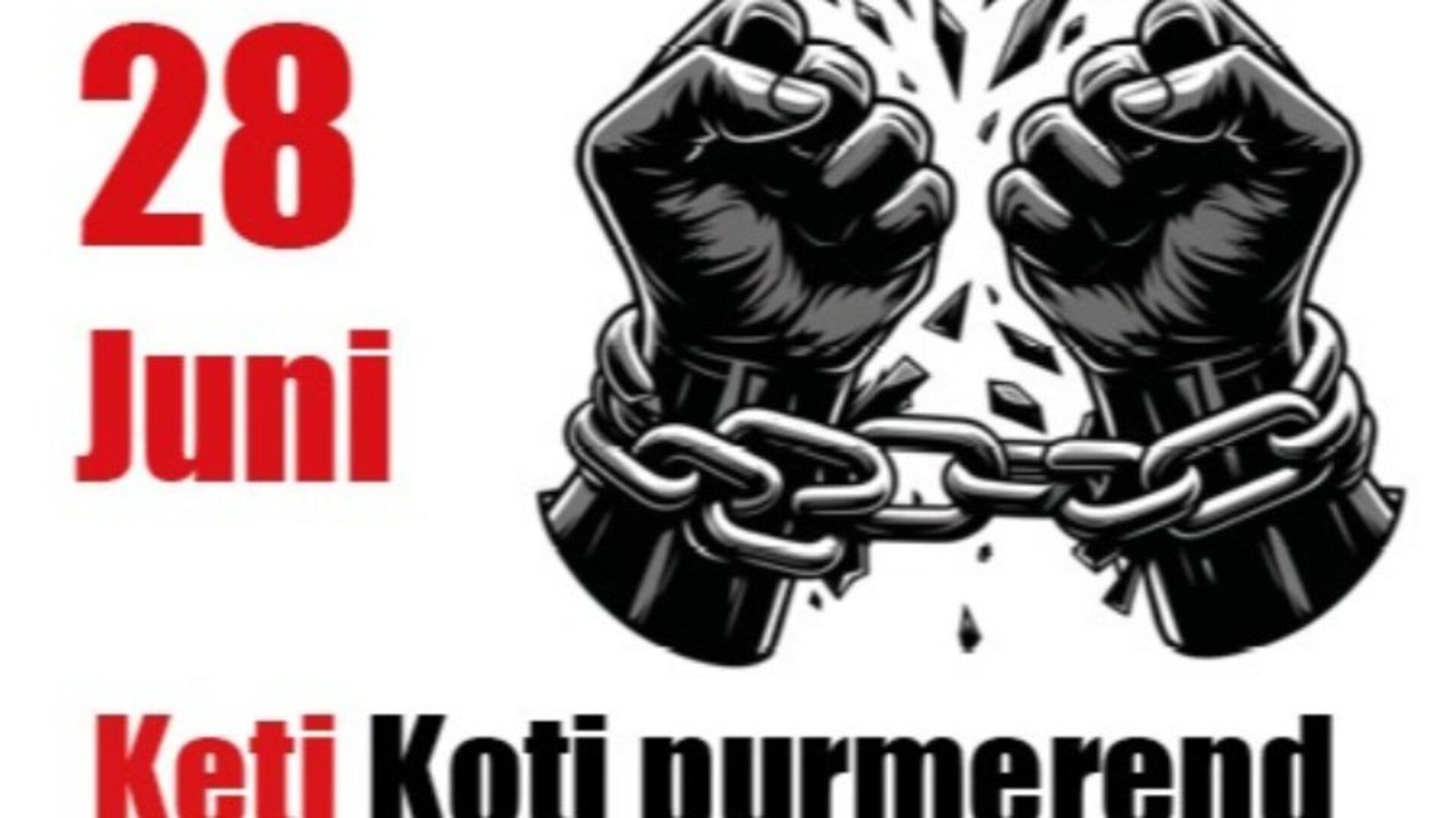 Poster met tekst: 28 juni, Keti Koti Purmerend