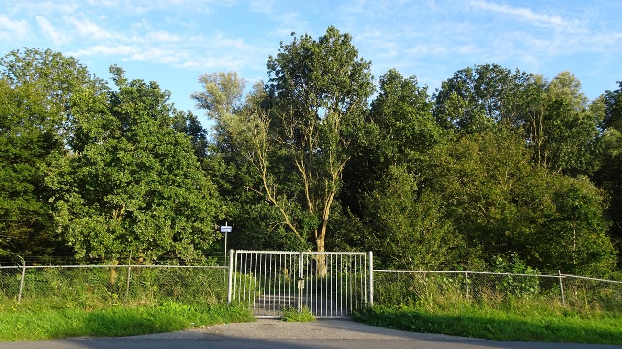 Beusebos met hek en verbodsbord