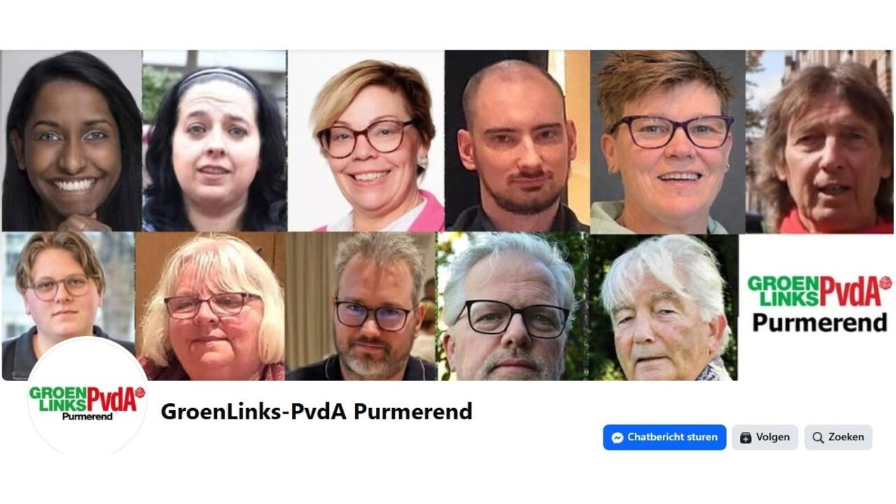 GroenLinks-PvdA Purmerend op Facebook, openingspagina